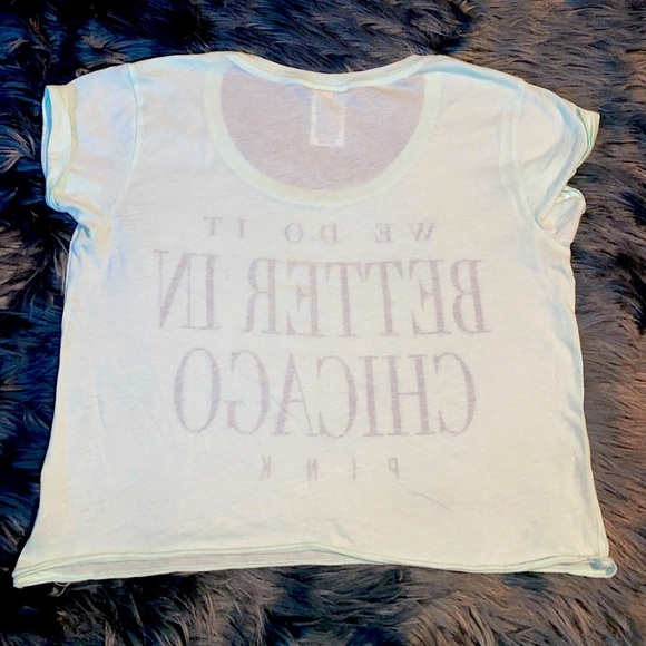 PINK Victoria’s Secret Chicago Cropped Tee - Size XS | Color: Pale Mint - Picture 2 of 2